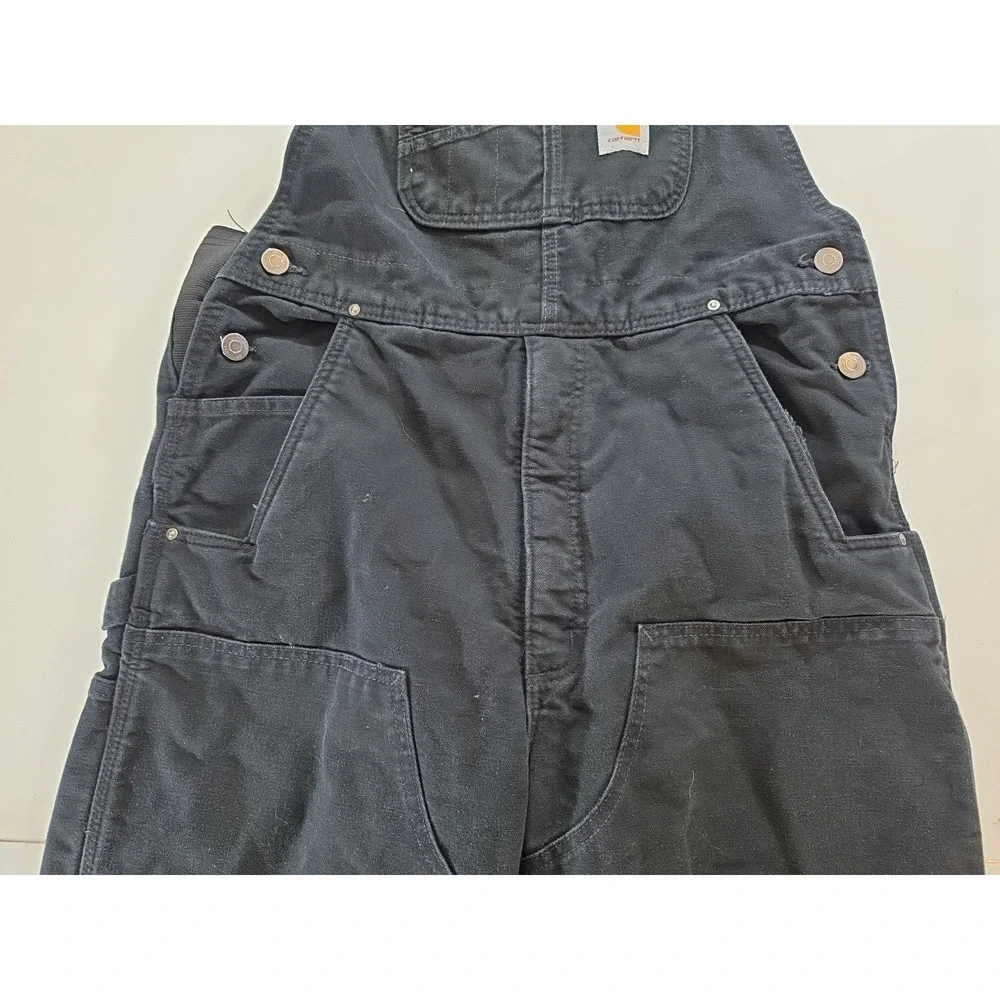 Carhartt 104031 Insulated Bib Overalls Men M Regular Black Quilt Lined Work Pant